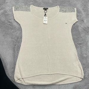 Express X small, taupe color shoulders with stone studs